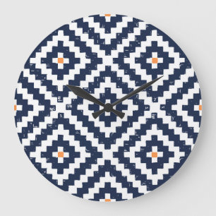 Grande Horloge Ronde Aztec Navajo, Motif ethnique sans mer