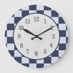 Grande Horloge Ronde Baby Blue Boy Geometry Carré Motif Quilt