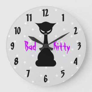 Grande Horloge Ronde Bad Kitty Wall Clock