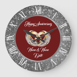 Grande Horloge Ronde Bagues de mariage personnalisées avec diamant Arge