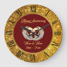 Grande Horloge Ronde Bagues de mariage personnalisées Diamant Or Annive