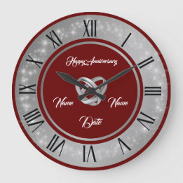Grande Horloge Ronde Bagues de mariage simples Personnaliser Argent Ann
