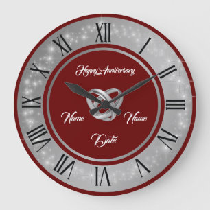 Grande Horloge Ronde Bagues de mariage simples Personnaliser Argent Ann