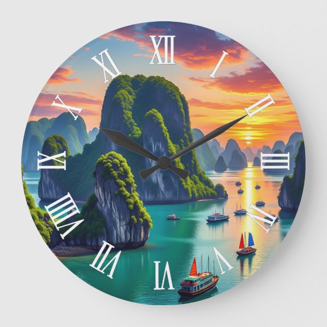 Grande Horloge Ronde Baie d'Along Viêt Nam Coucher de soleil (Recto)