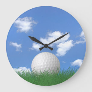 Grande Horloge Ronde Bal De Golf Blanc En Herbe