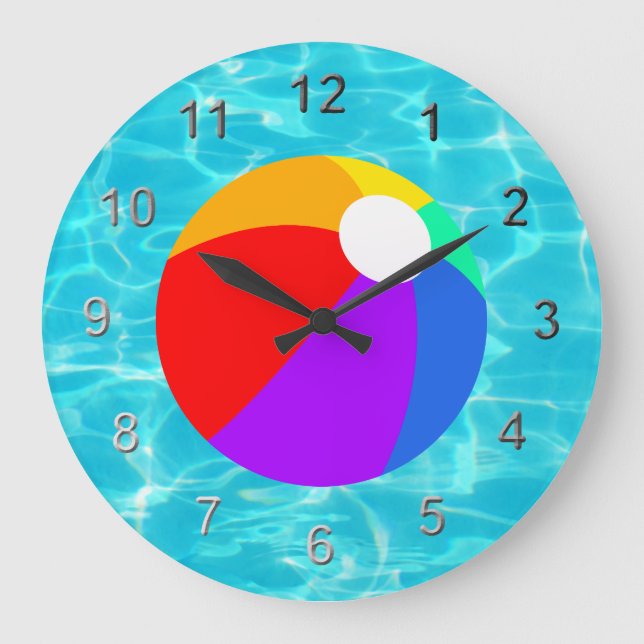 Grande Horloge Ronde Bal de plage d'été (Recto)