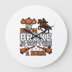 Grande Horloge Ronde Balai Cassa Chevaucher Cheval Citrouille Cowboy Ch