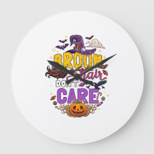 Grande Horloge Ronde Balai Cheveux N'importe Halloween Sorcière Chapeau