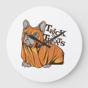Grande Horloge Ronde Balais d'Halloween