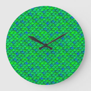 Grande Horloge Ronde Balances bleues vertes
