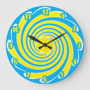 Grande Horloge Ronde Balayage bleu et jaune