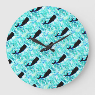 Grande Horloge Ronde baleines noires sous-marines nageant