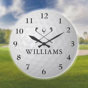 Grande Horloge Ronde Balle de golf personnalisée avec nom