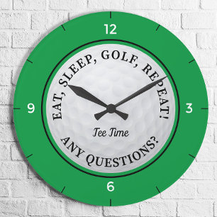 Grande Horloge Ronde Balle de Golf Personnalisée Citation Sportive Golf