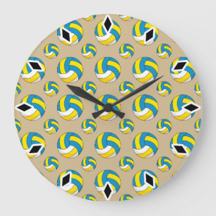 Grande Horloge Ronde Balle de volley-ball en dessin