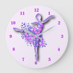 Grande Horloge Ronde Ballerina Art Purple Dance - Dessin de ballet