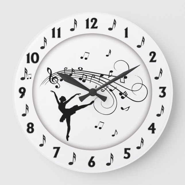 Grande Horloge Ronde Ballerina Dancing with Music Notes (Recto)