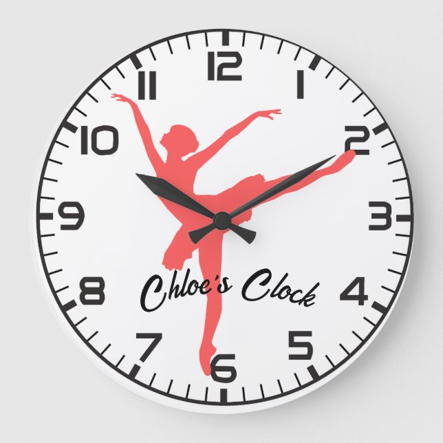 Grande Horloge Ronde Ballerina rose. Nom personnalisable (Recto)