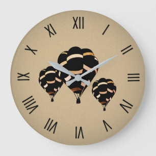 Grande Horloge Ronde Ballons à air chaud rustiques avec chiffres