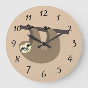 Grande Horloge Ronde Bande dessinée mignonne de paresse