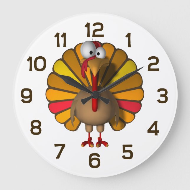 Grande Horloge Ronde Bande dessinée Turquie de thanksgiving (Recto)