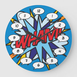 Grande Horloge Ronde Bande dessinée WHAM Fun rétro Pop Art