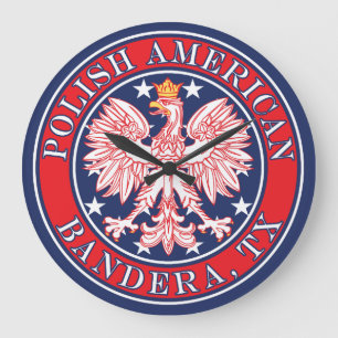 Grande Horloge Ronde Bandera Texas Polonais Aigle Américain