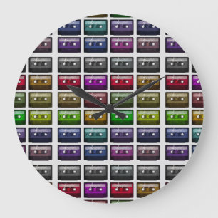 GRANDE HORLOGE RONDE BANDES CASSETTES AMATEUR DE MUSIQUE RÉTRO