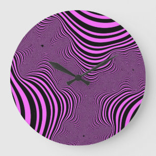 Grande Horloge Ronde Bandes de zèbre rose