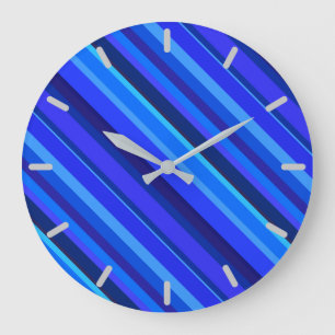 Grande Horloge Ronde Bandes diagonales bleues