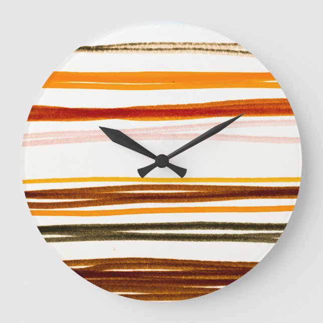Grande Horloge Ronde Bandes géométriques, aquarelle orange (Recto)