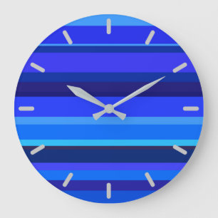 Grande Horloge Ronde Bandes horizontales bleues