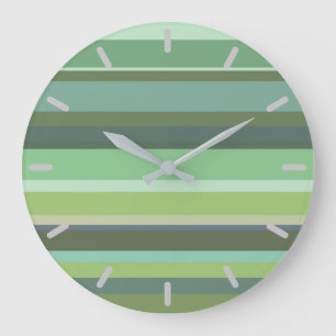 Grande Horloge Ronde Bandes horizontales vert olive