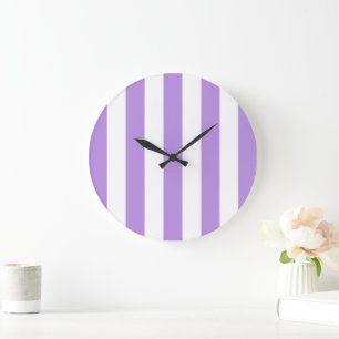 Grande Horloge Ronde Bandes pourpres, Blancs, Motif rayé