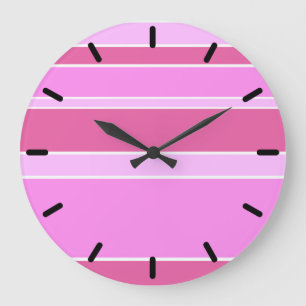 Grande Horloge Ronde Bandes roses