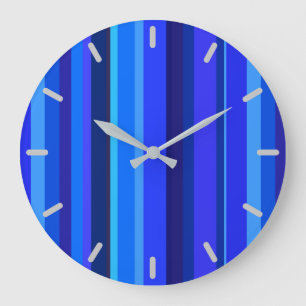 Grande Horloge Ronde Bandes verticales bleues