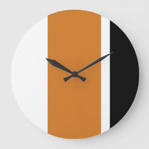Grande Horloge Ronde Bandes verticales polites orange et noires moderne