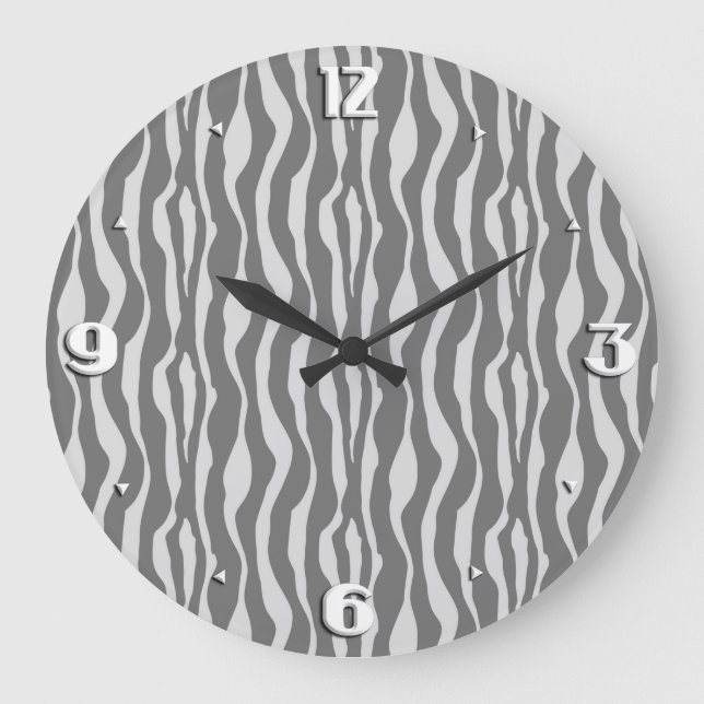 Grande Horloge Ronde Bandes zébrées - Tons gris (Recto)