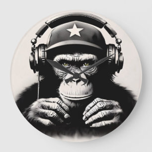 Grande Horloge Ronde Banksy DJ Monkey Gorilla Chimp