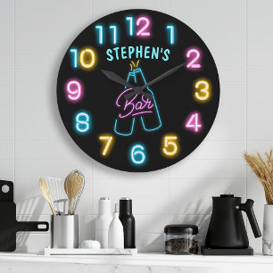Grande Horloge Ronde Bar à bière personnalisé néon lumineux