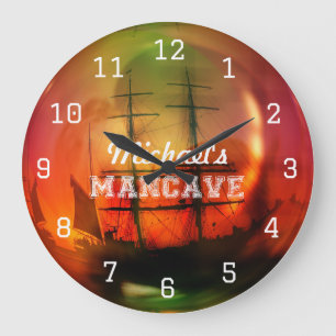 Grande Horloge Ronde Bar de plage des Caraïbes pour homme Bière