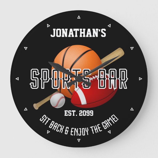 Grande Horloge Ronde Bar sport avec équipement sportif Montre arrondi (Recto)