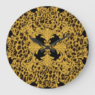 Grande Horloge Ronde Baroque léopard, Poster de animal orné