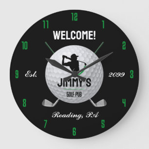 Grande Horloge Ronde Barre de golf classique personnalisée pour hommes
