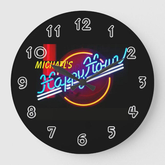 Grande Horloge Ronde Barre des signes néon (Recto)