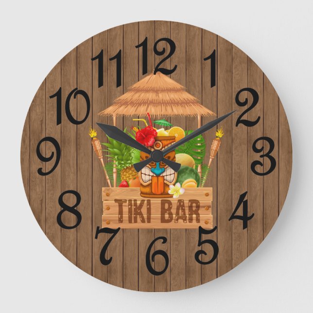 Grande Horloge Ronde Barre Tiki Rustique (Recto)