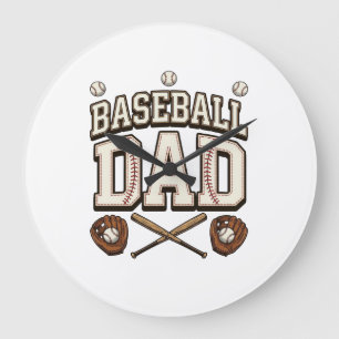 Grande Horloge Ronde Baseball Vintage Papa Fête des Pères
