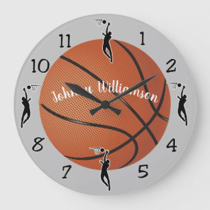 Grande Horloge Ronde Basketball Sport personnalisez avec le nom
