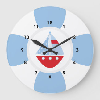 Grande Horloge Ronde Bateau à voile et anneau de sauvetage