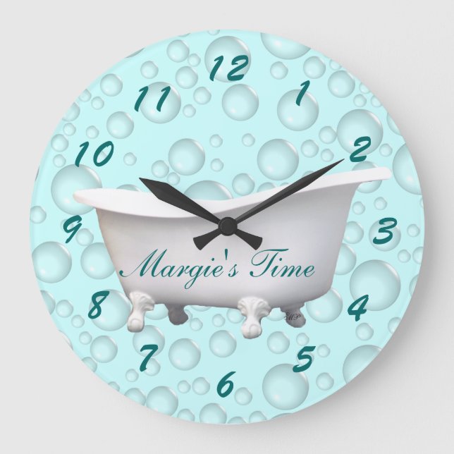 Grande Horloge Ronde Bathtub & Bubble Clock- customize & personalize (Recto)